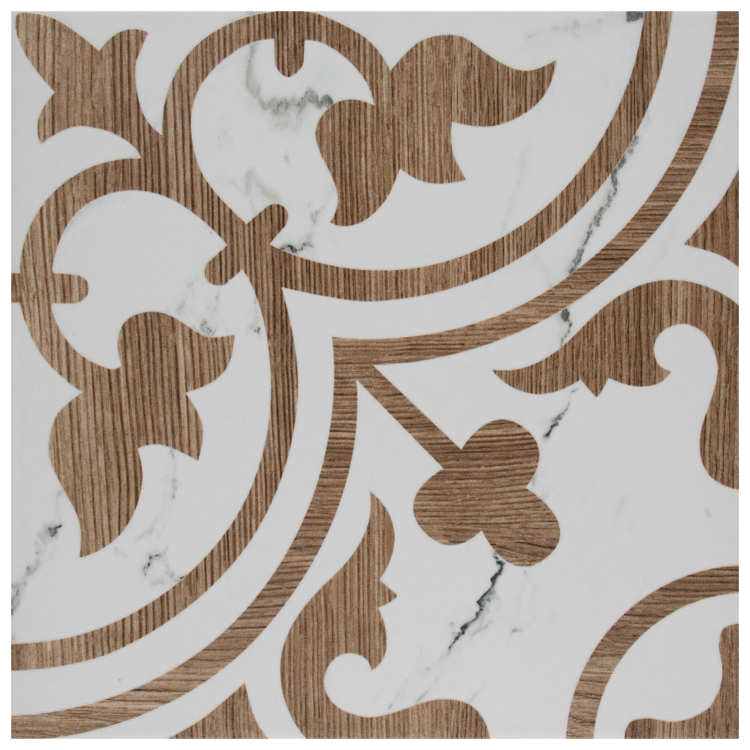 SOMERTILE Amazon Arte Loire Noce 24,8 cm x 24,8 cm porcelanowe płytki podłogowe i ścienne, białe (FCD10ALN)