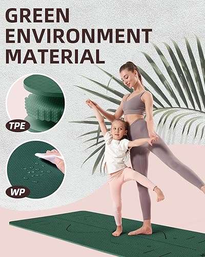 Miniatura 4 de YOTTOY Tapete de yoga, 72 x 32 x 13 pulgadas, extra ancho, antideslizante, para ejercicio, fitness, yoga, tapete ecológico de TPE para mujeres y