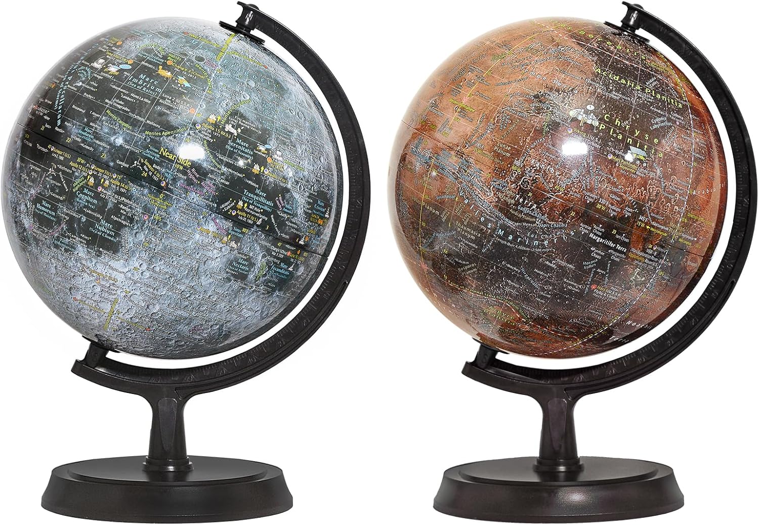 Explorer Moon/Mars 2 Globe Set, 24cm/9.5", Lunar Globe, 2MR-24, Moon Globe, Mars Globe