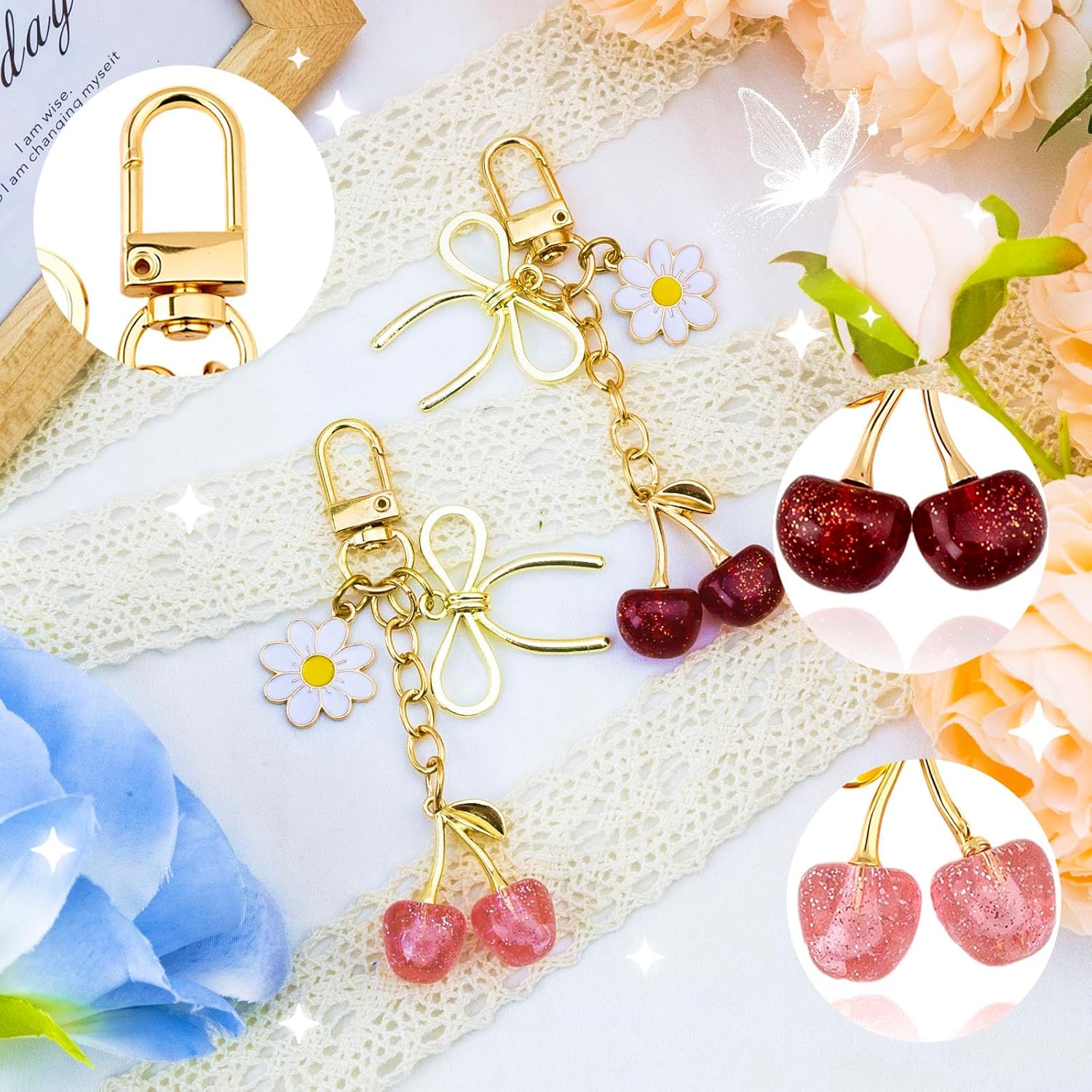 Cherry Bag Charms Keychain Purse Charms For Handbags Cherry Accessories image 5