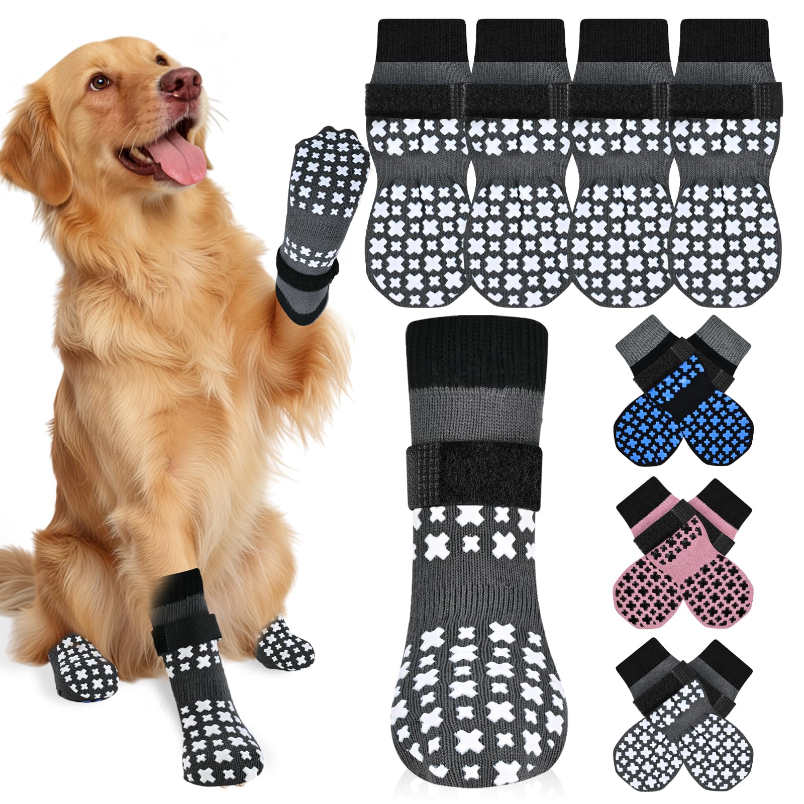 Non-Slip Dog Socks for Hardwood Floors Anti Slip Double-Sided Grippy Socks for Senior Dogs to Prevent Licking Paws, Scratching & Hot Pavement Premium Dog Paw Protector with Grippers Pink M — view 8