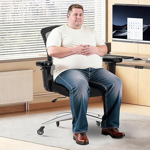 Miniatura 36 de Bigroof Silla de oficina en casa, silla de escritorio ergonómica de malla de 400 libras con brazos de apoyo lumbar ajustables, respaldo alto,