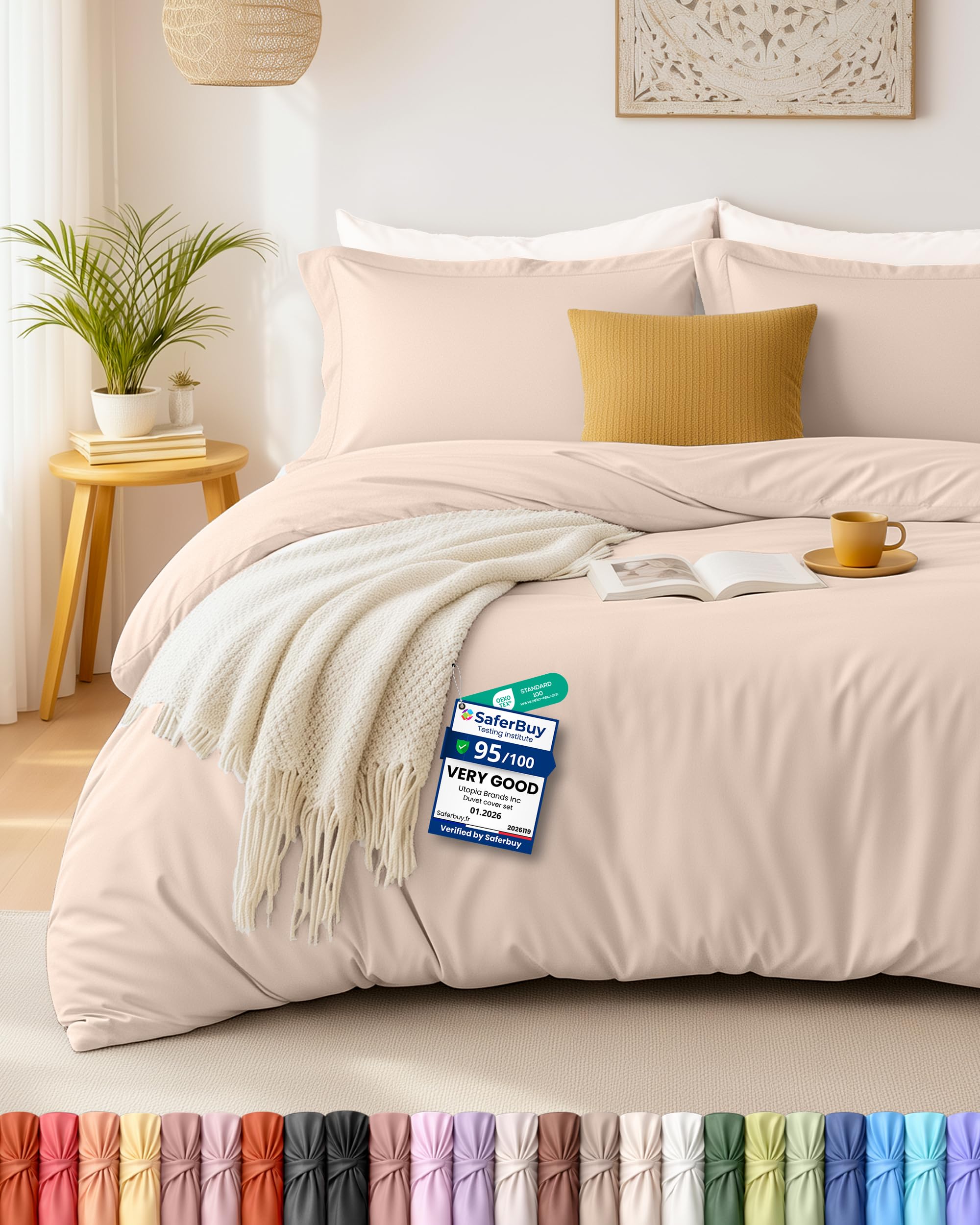 Utopia Bedding Double Duvet Cover Set – 3 Piece Oeko Tex Certified Microfiber Bedding Set – 1 Duvet Cover and 2 Oxford Pillow cases (Grey) - Pillows not included