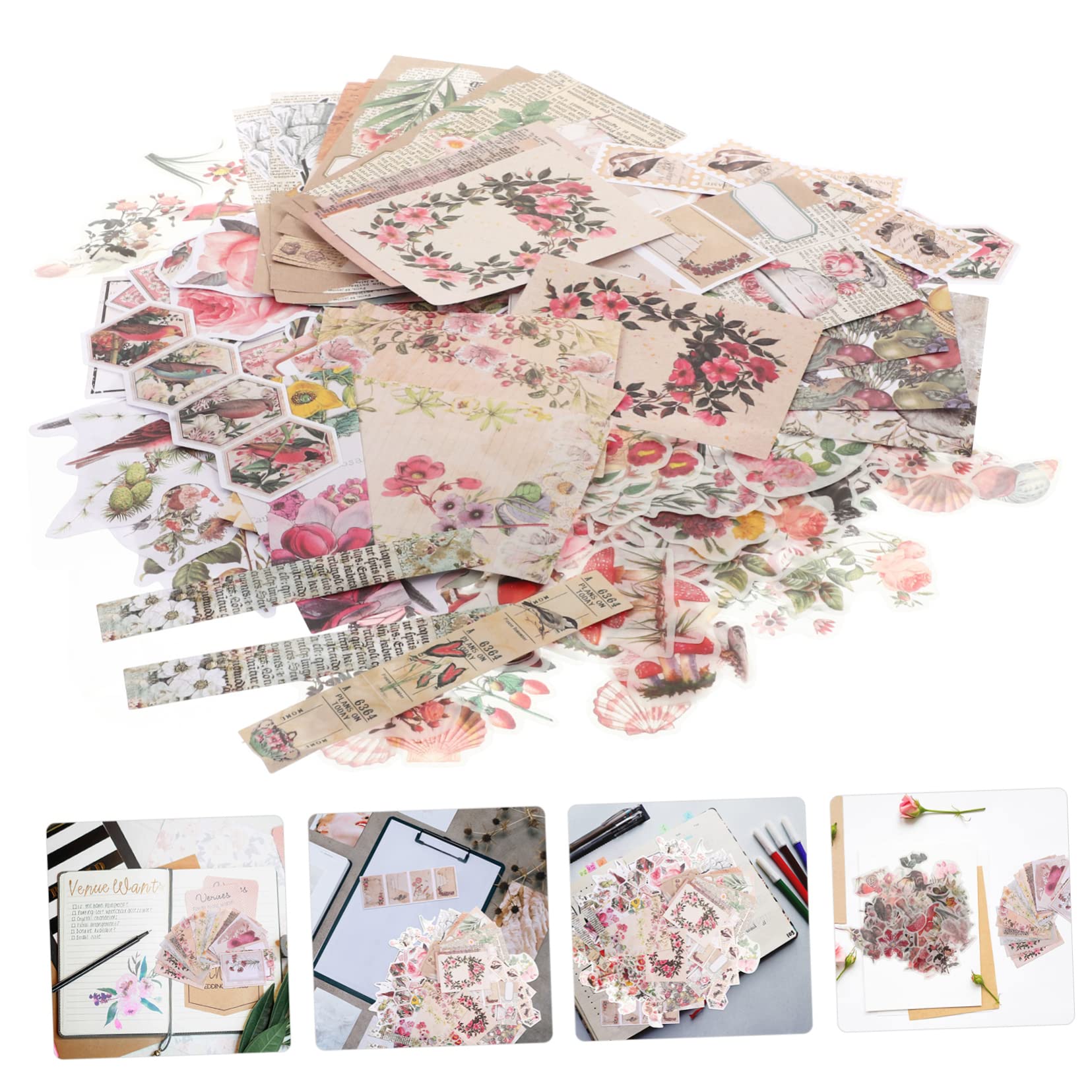 NUOBESTY 5sets Materiali Per Scrapbook Fai Te Con Carta Decorativa e Adesivi Kit Completo Per Album Creativi Disegni Unici e Resistente Per Decorazioni Personali e Regali