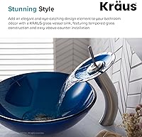Vista 7 de KRAUS Fregadero de baño redondo de vidrio azul, 16 1/2 pulgadas GV-204