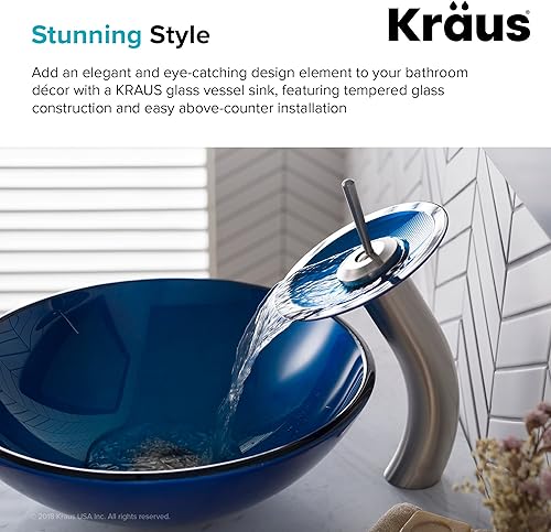 Miniatura 7 de Kraus GV-204 Irruption Blue Glass Vessel Lavabo de baño