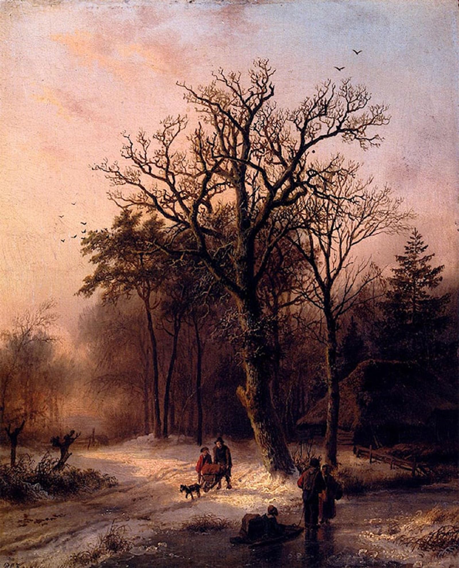 ARTXLXXBN Famous Painting Canvas Artwork Graffiti Print Forest in Winter by Barend Cornelis Koekkoek Portrait Canvas Image for Home Decor 60x90cm
