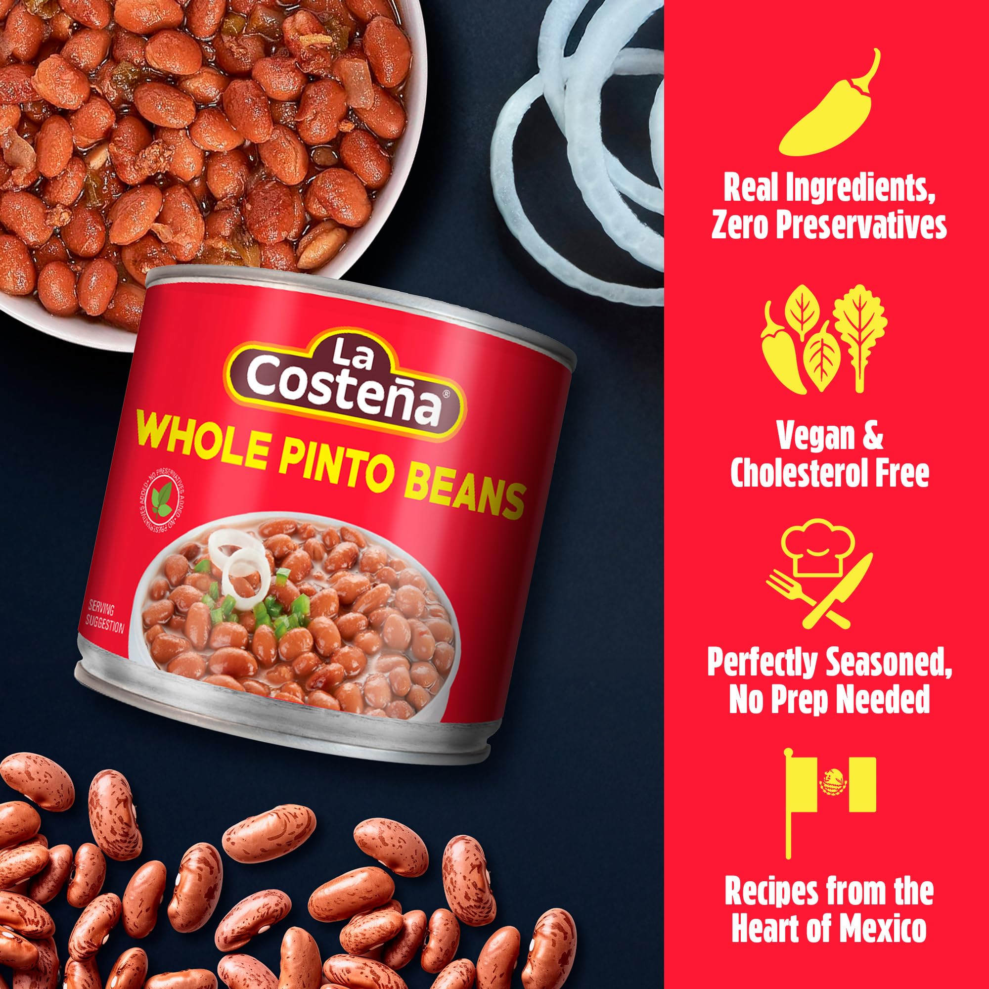 La Costena Whole Pinto Beans, 14.1 Ounce (Pack of 12)