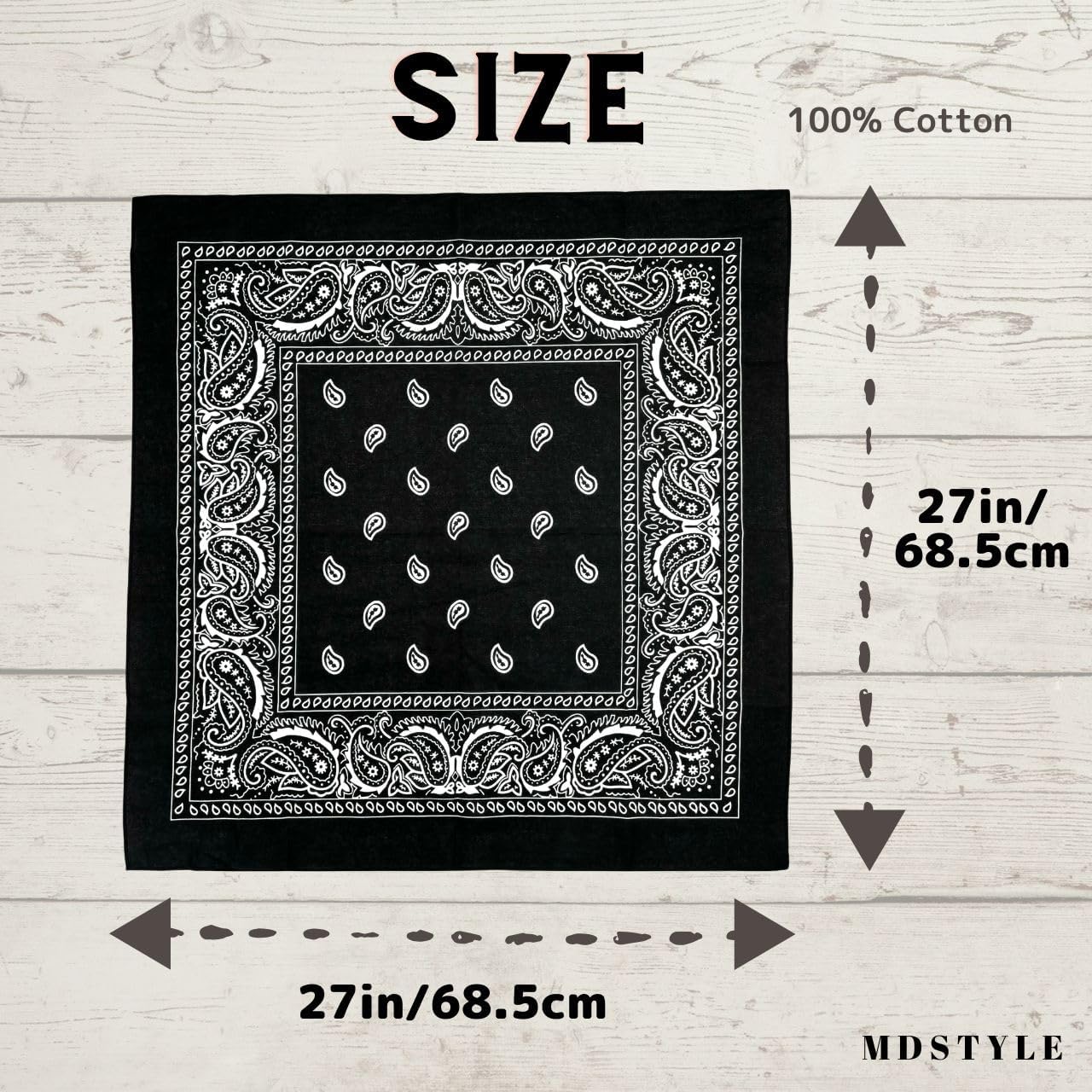 MDSTYLE 3 Pack Extra Large Bandanas 27” x 27” 100% Cotton for Men & Women Paisley Handkerchief Headband Scarf Jumbo Bandana