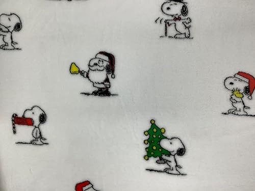 Berkshire Home & Blanket Co. Peanuts - Manta suave de terciopelo navideño 50 x 70 pulgadas Blanco con personajes