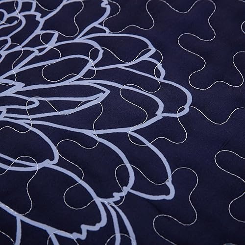 Miniatura 8 de Juego de edredón floral morado, tamaño Queen, colcha bohemia de 3 piezas, colcha suave y ligera con 2 fundas de almohada para todas las estaciones,