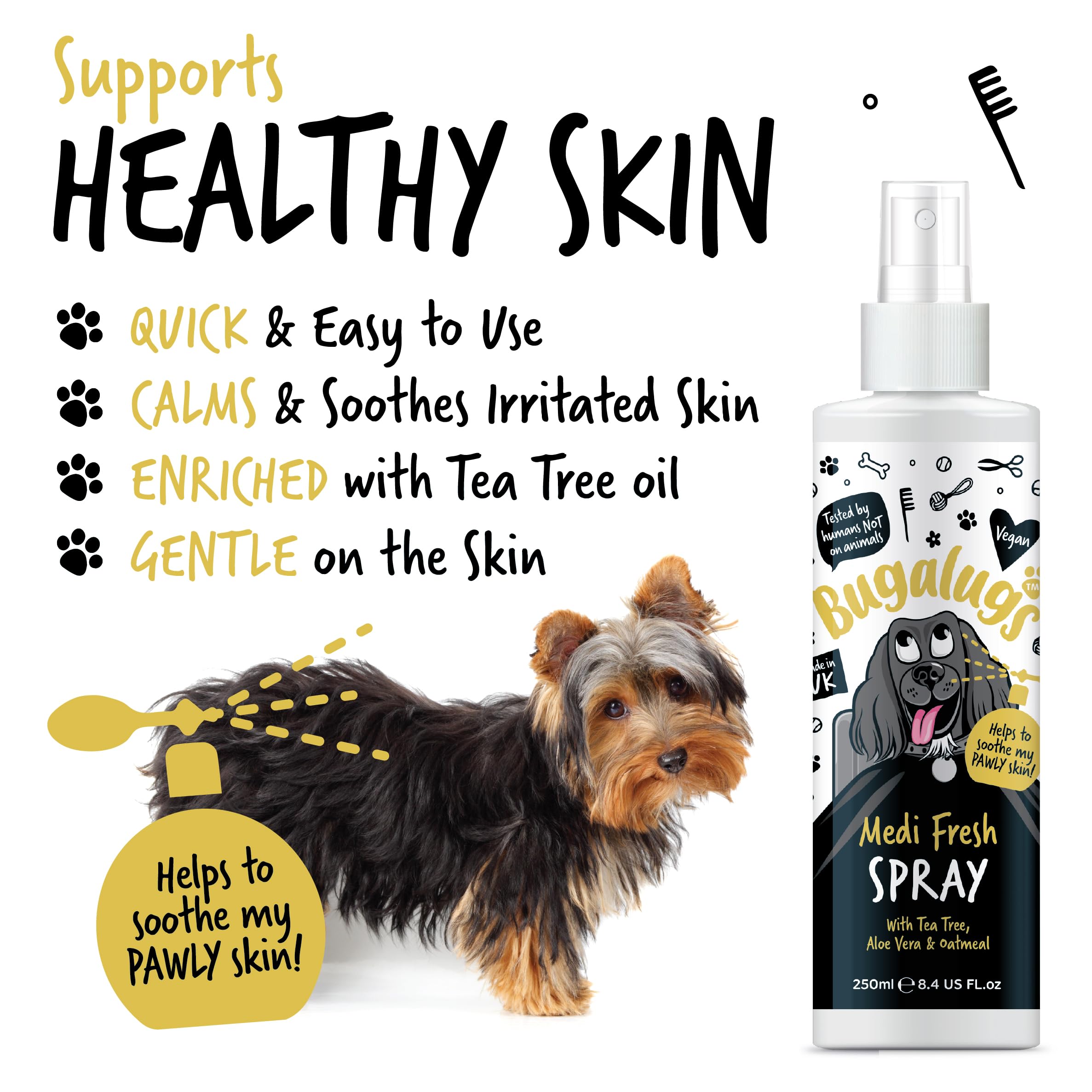 BUGALUGS Dog Shampoo for Itchy Skin Medi Fresh Natural Safe Sensitive Formula - Soothing Skin Cooling For Skin Irritation and anti itch - Image 2