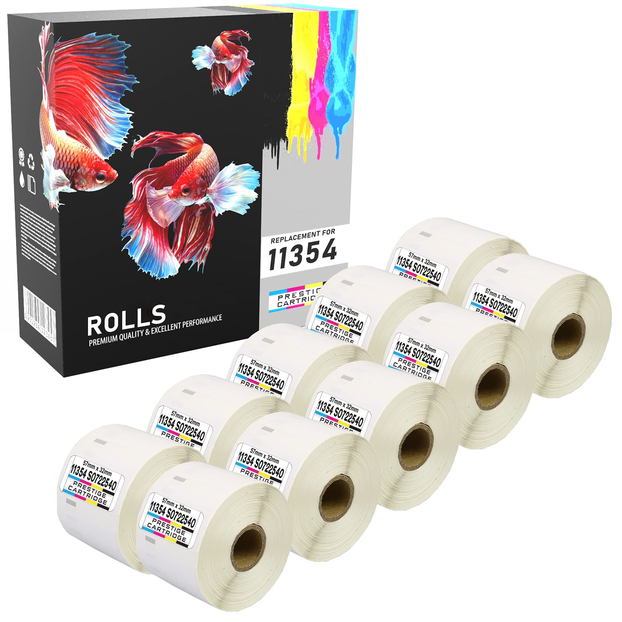 Prestige Cartridge 11354 57 mm x 32 mm Address Labels Roll for Dymo Labelwriter 320/400/450/4XL (Pack of 10)