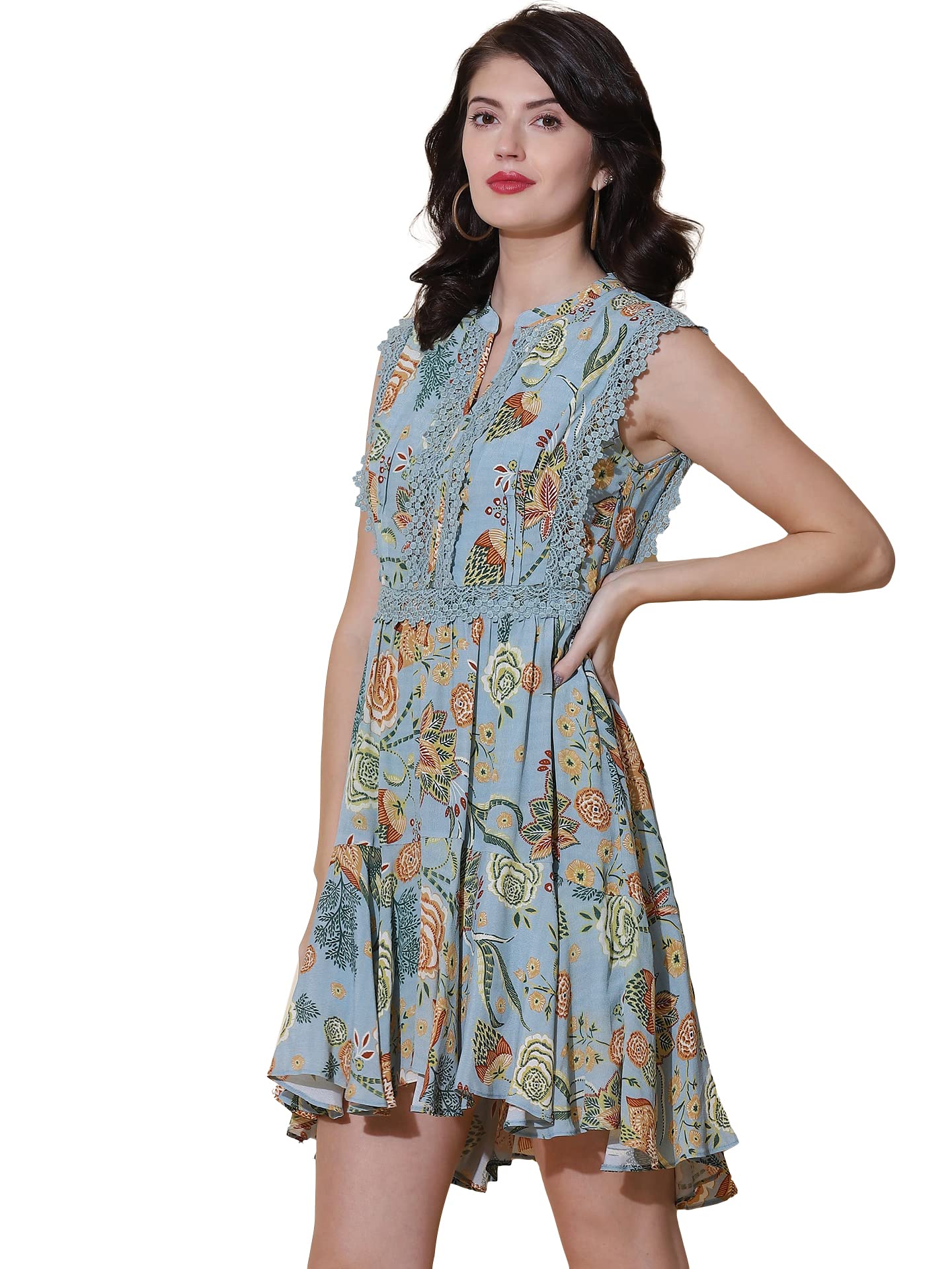 Label RITU KUMARTurquoise Floral Printed Short Dress
