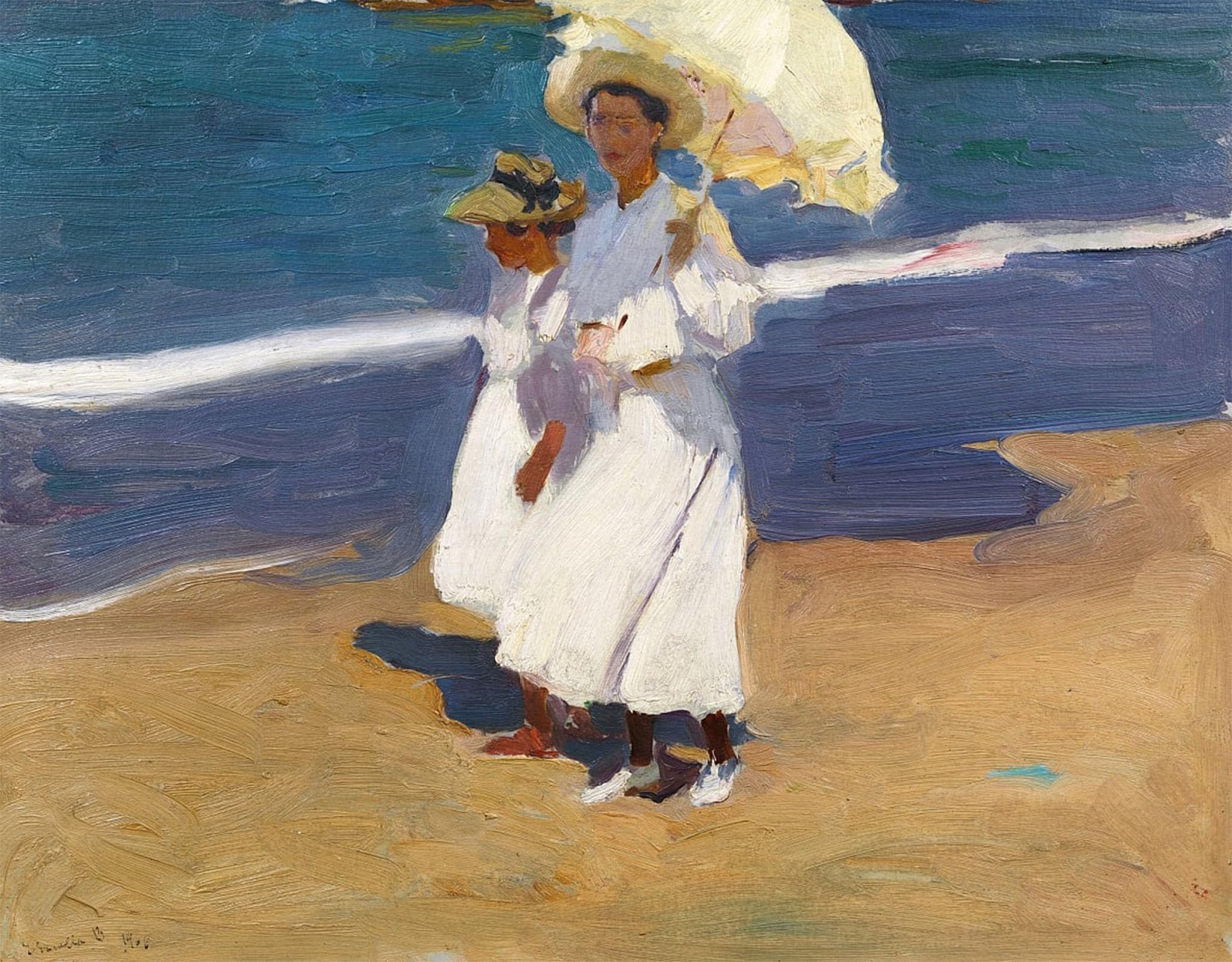Serendipitp No Frame Retro Picture Poster Wall Art Pictures Painting In The Beach By Joaquín Sorolla Wall Art Canvas Print For Wall Decor 60X90cm