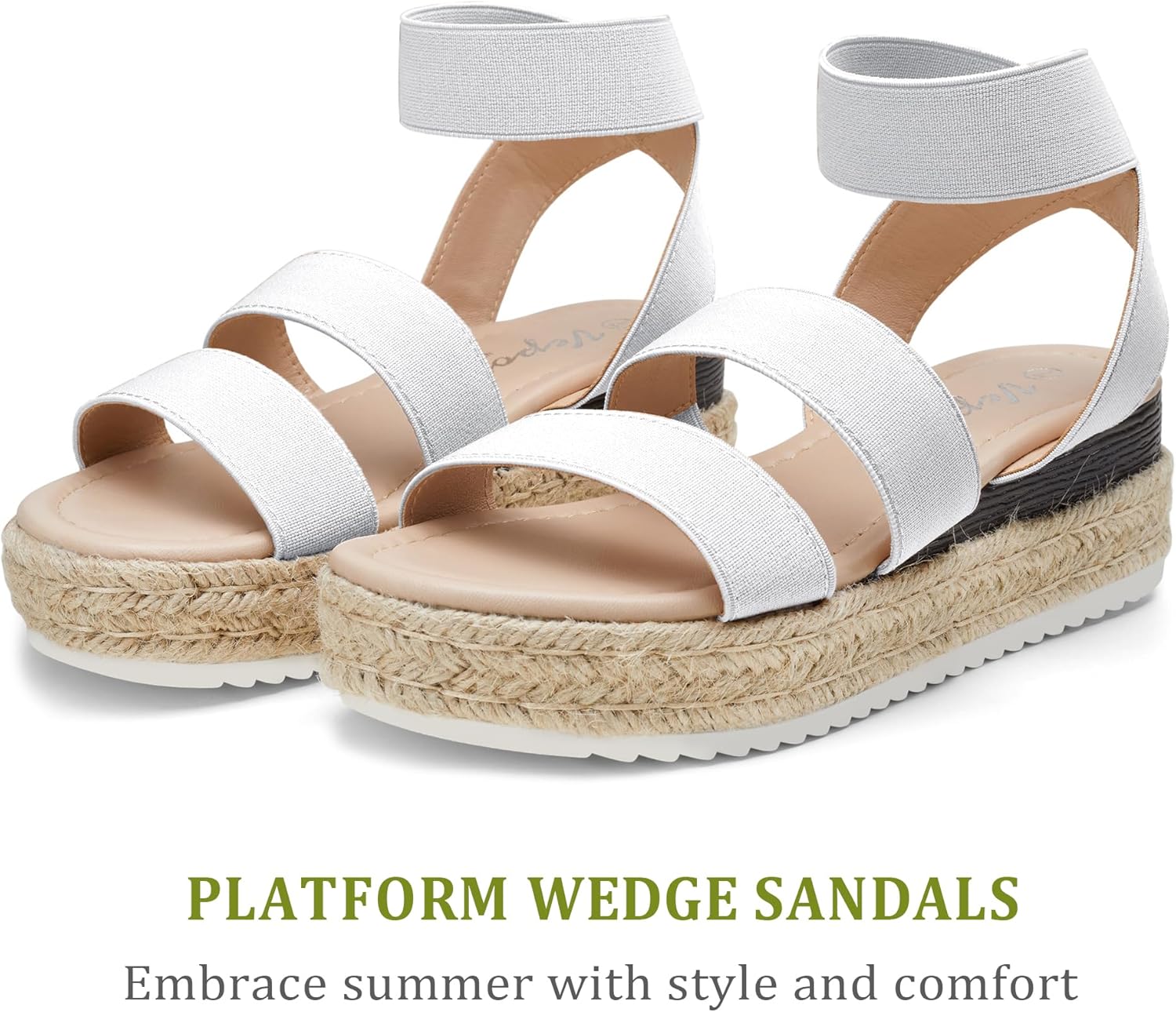 Vepose Women's 876 Cute Platform Wedge Sandals Open Toe, Espadrilles Sandals with Double Elastic Strap - Image 5