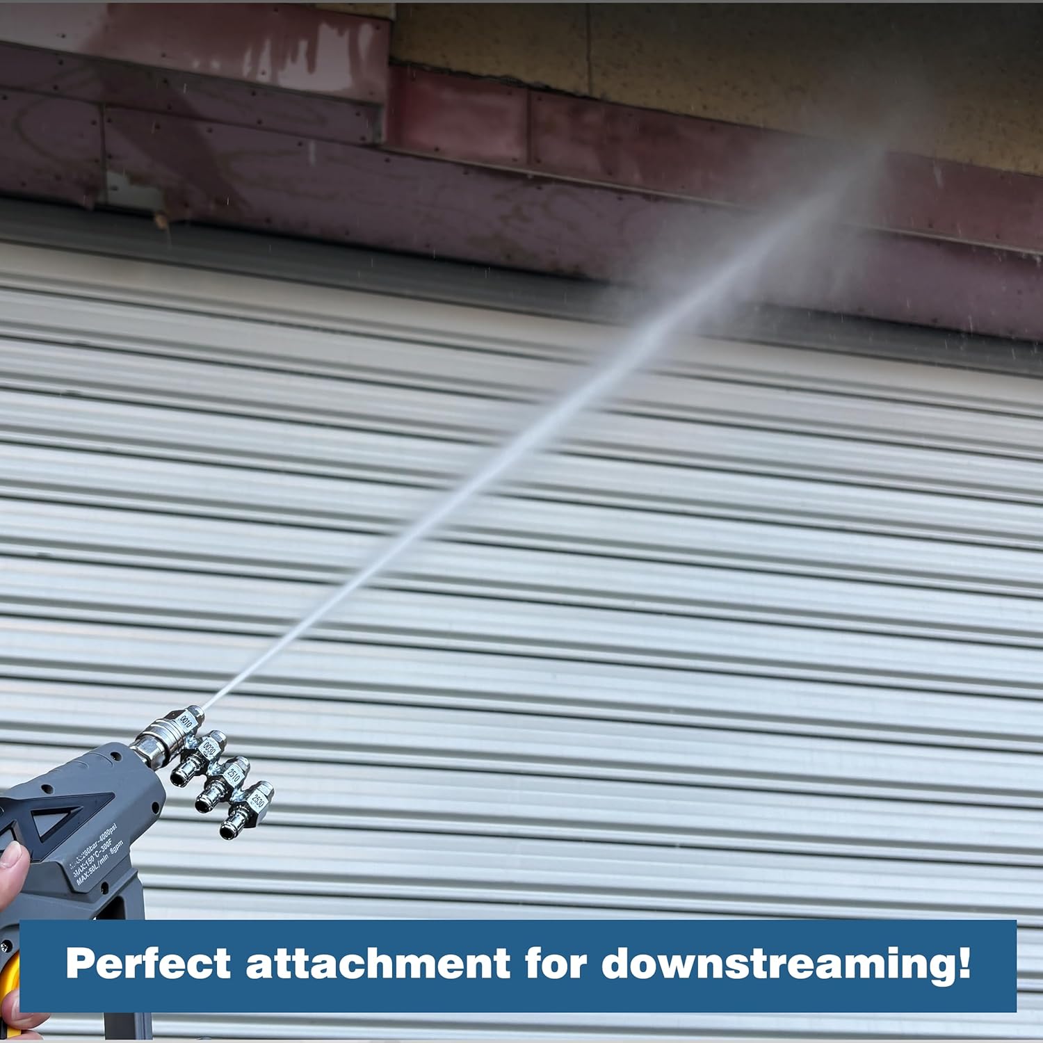 M MINGLE 4 in 1 Pressure Washer Nozzle, Downstream Soft Wash Nozzle Kit, All Metal 4 Way Washing Tip Holder, 1/4" Quick Connect for House Wash Gutter Cleaning