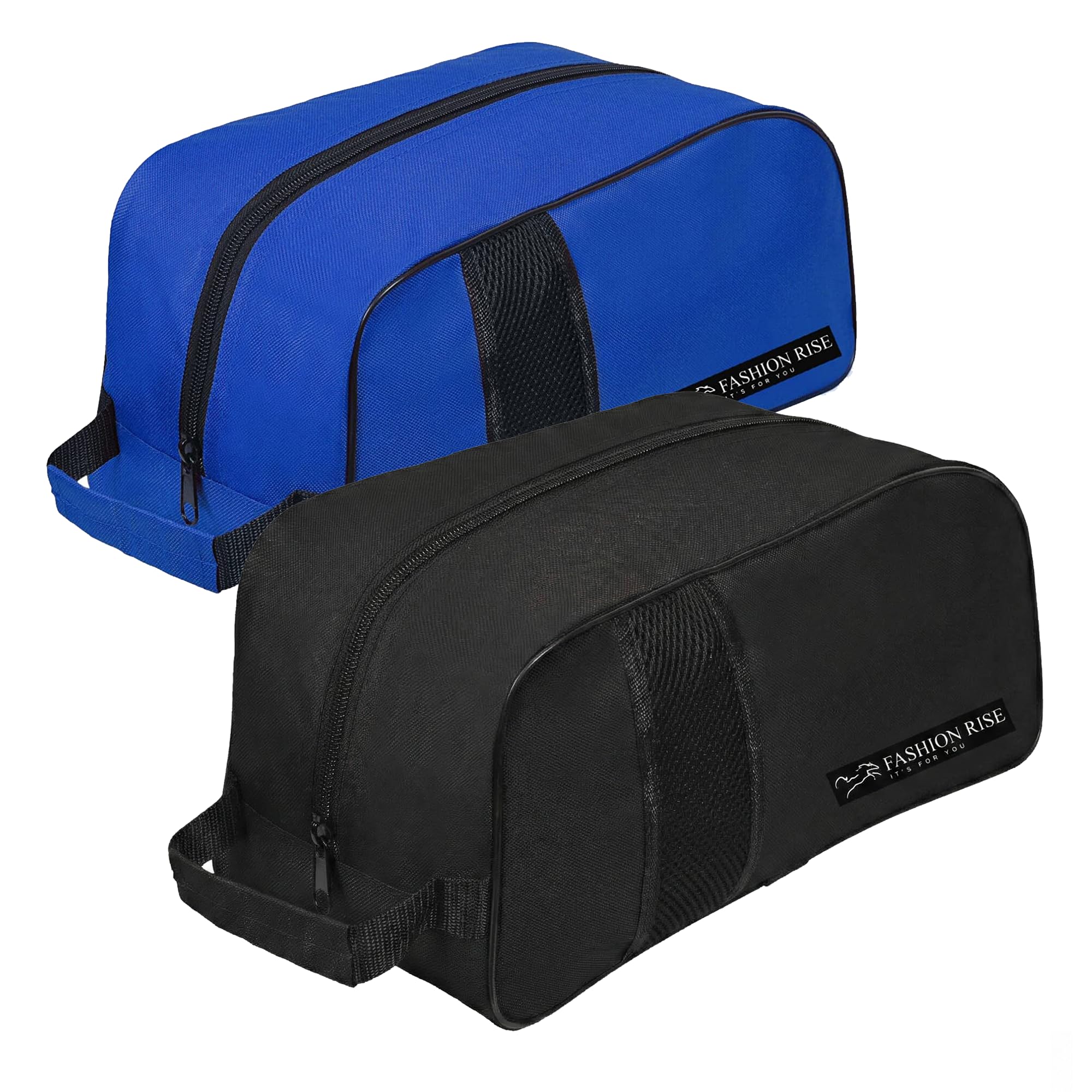 Waterproof Sports Boot/Shoe/Travel Bag for Football Cricket Rugby Golf Toiletry Gym for Men/Women (Black & Blue, 2 Pcs) โ image 1