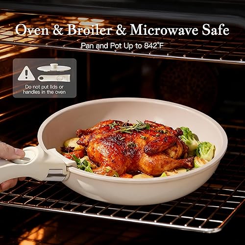 Miniatura 5 de Redchef Juego de ollas y sartenes realmente no tóxicas, antiadherentes, juego de ollas y sartenes de cerámica antiadherentes, sin PFAS PTFE PFOA