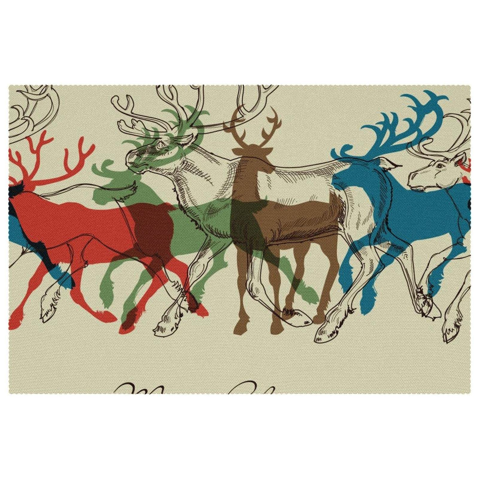 Set de table de Noël cerf pour repas de réveillon en famille lavable et stable