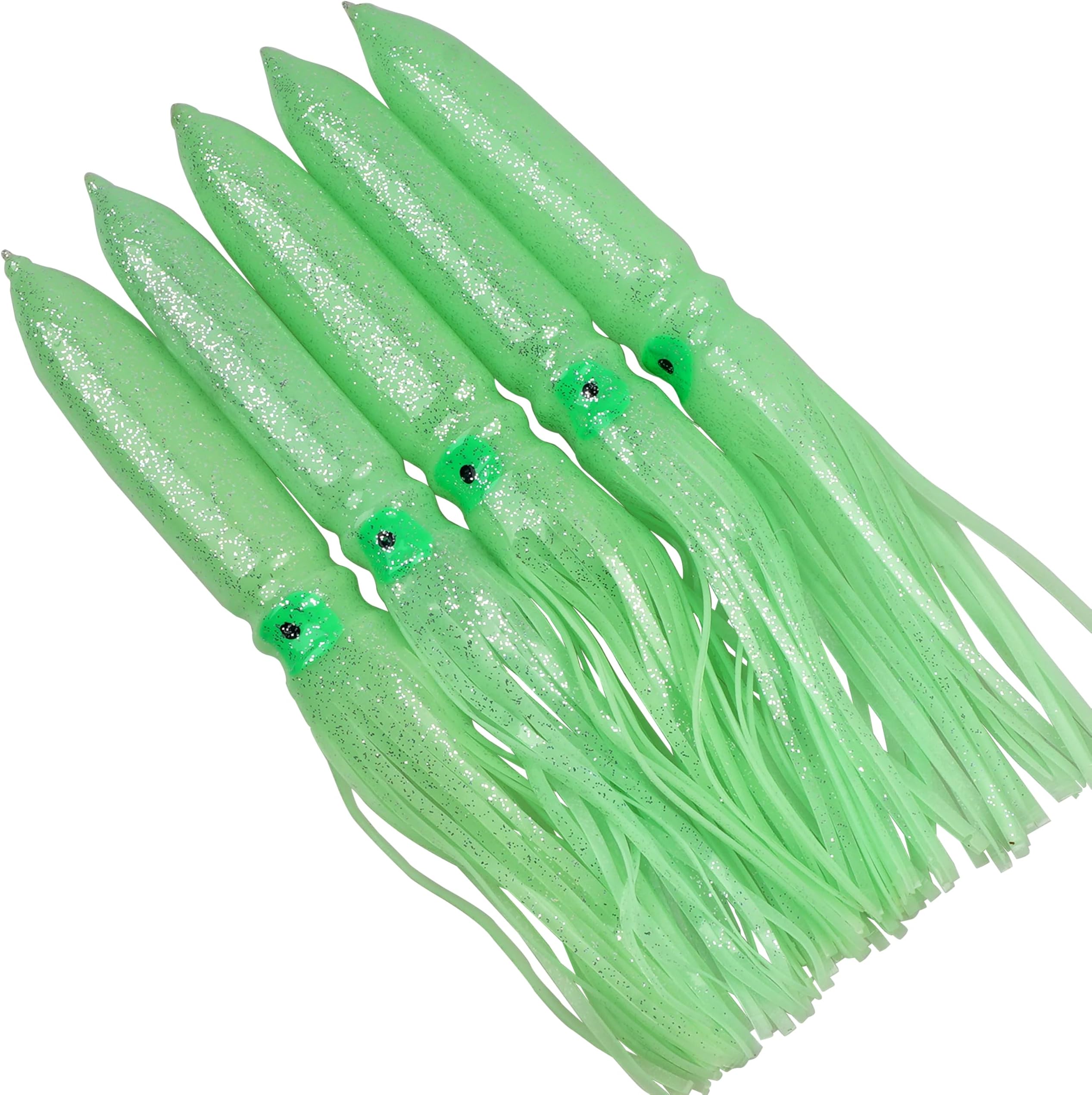 Luminous Octopus Squid Skirts Fishing Lures, 2/5PCS Glow Octopus Skirt Soft Fishing Bait Trolling Fishing Lures Multiple Colors Available Fishing Accessories Saltwater Fishing Tackle