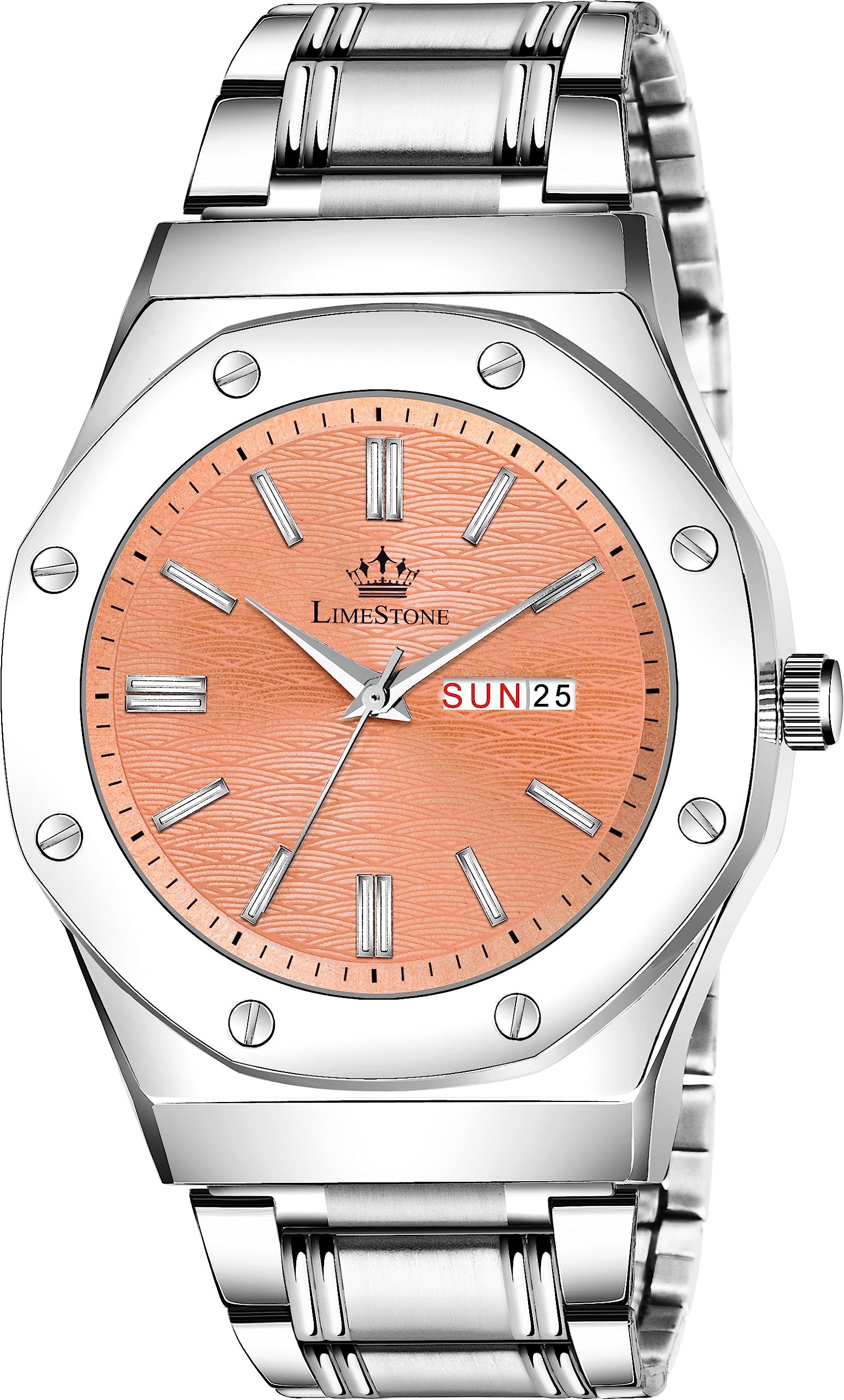 LIMESTONE Day and Date Display Screw Ring AP Design Quartz Analog Watch - for Men (B0CCJ16S9H) Amazon Price History, Amazon Price Tracker
