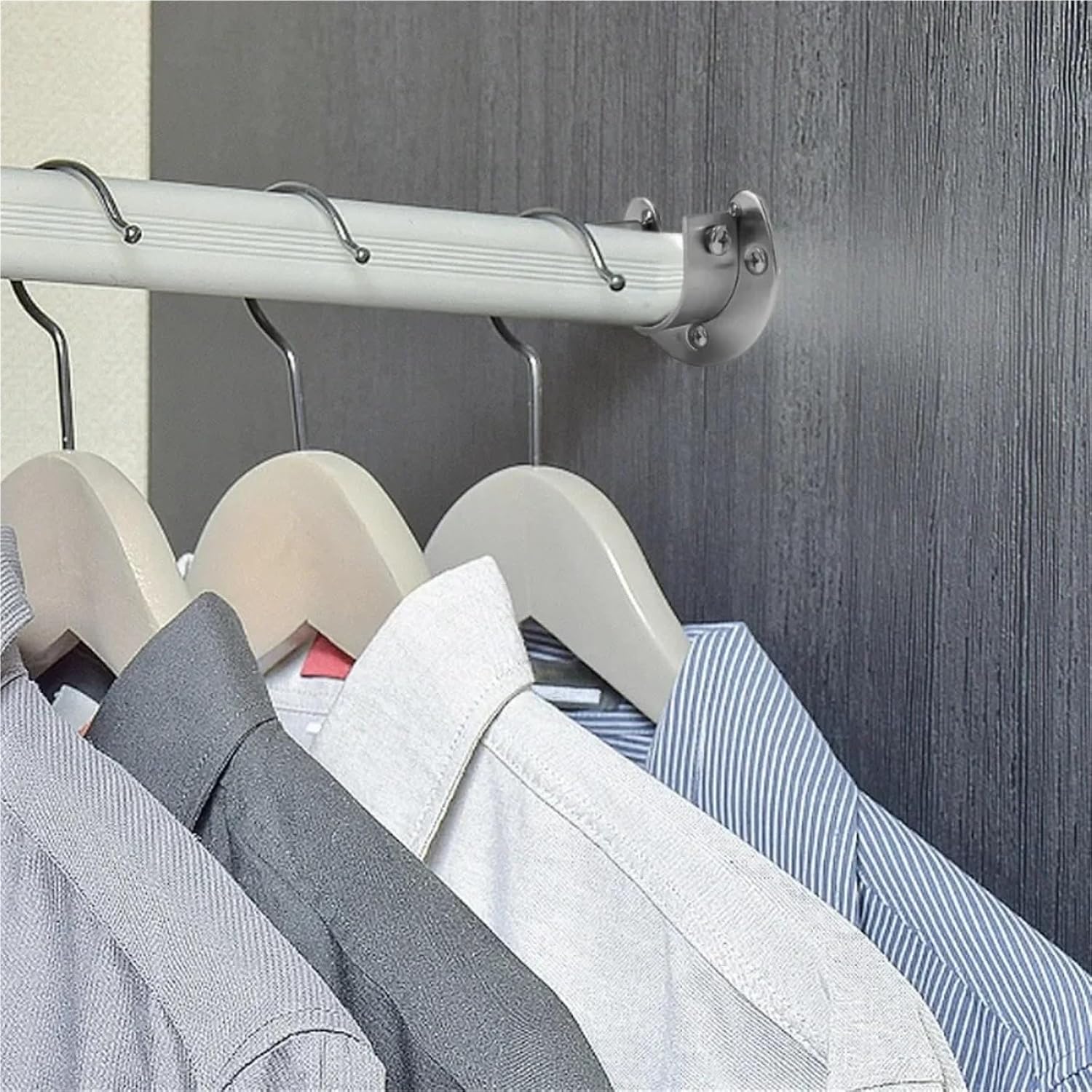 Closet Rod End Supports 5pcs Thickened Stainless Steel Pipe Bracket Base for Wardrobe Rod Holder End Support Socket for Closet Curtain(Silver-34mm)