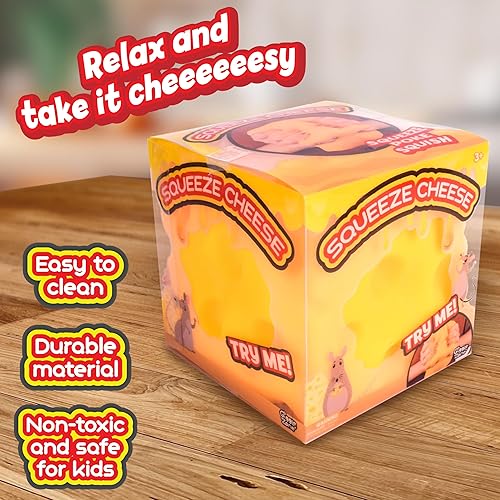 Miniatura 3 de Bloque de queso exprimible extra grande, regalos de broma para adultos, bola gigante de estrés de 4.25 pulgadas, juguete sensorial antiestrés para