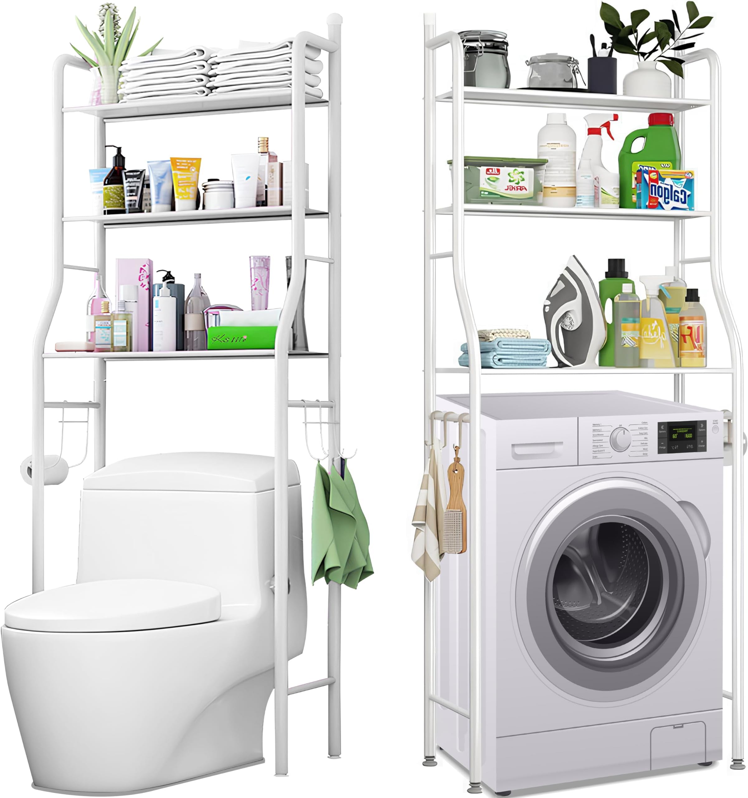 ZZINOKE Toilettenregal Vintage Braun-Schwarz - Platzsparendes Badezimmerregal