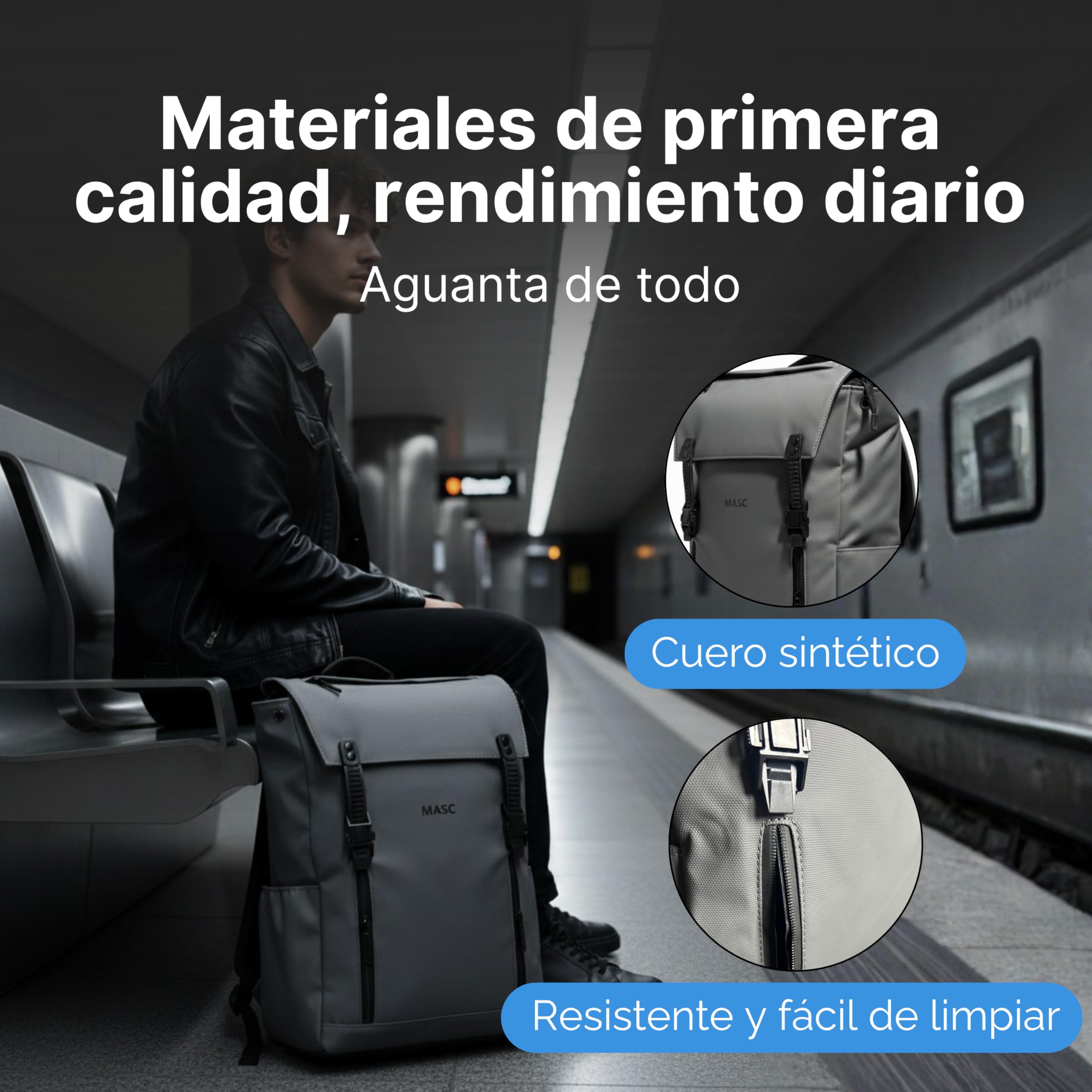 Mochila de Trabajo Impermeable, Mochila para Portátil ideal para la Oficina y la Universidad - Mochila de Viaje de Gran Capacidad 22L