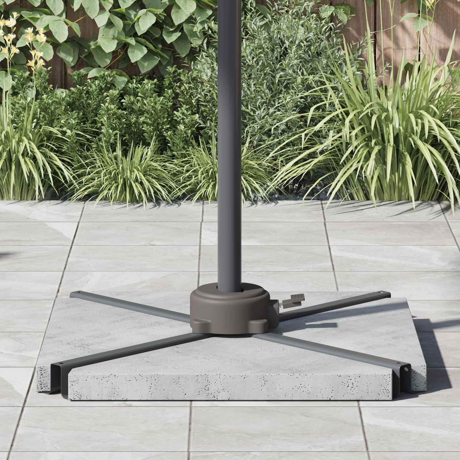 Supporto per ombrellone argentato in robusto acciaio, 23 x 15,5 x 6 cm, resistente alle intemperie e al vento, ideale per giardino, balcone, terrazza, base stabile per ombrellone con facile