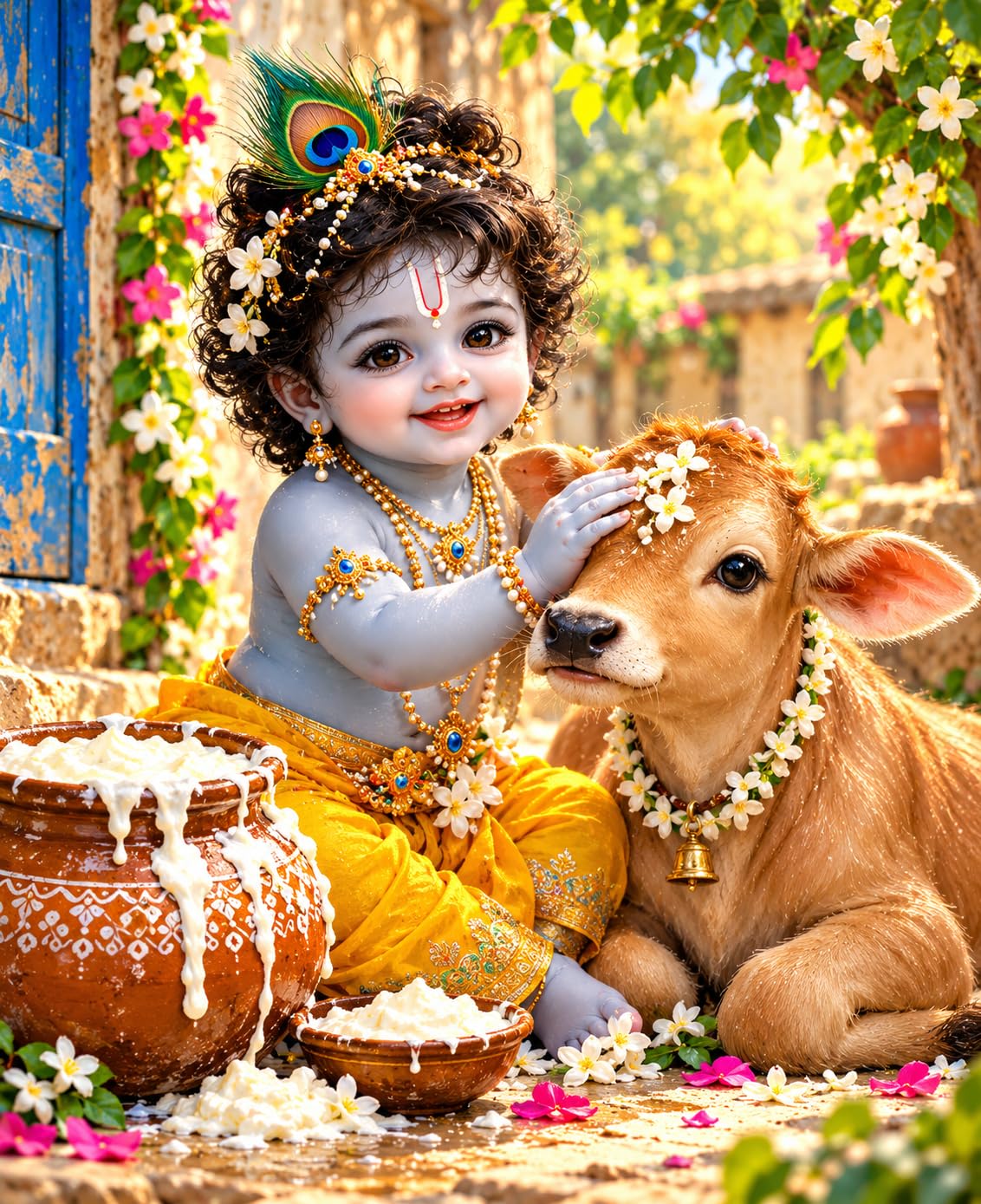 Baby Krishna Wall Poster - Divine Bal Gopal Art -9