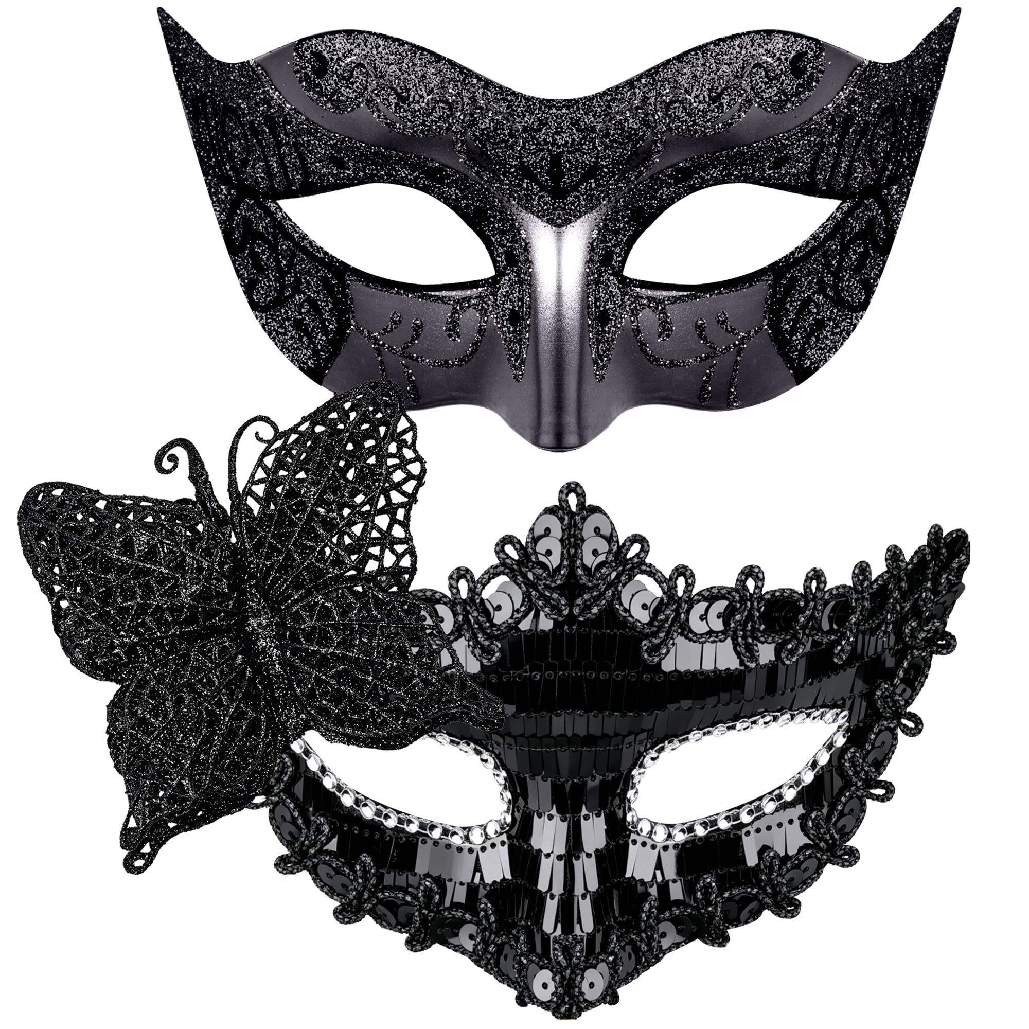 SIQUK 2 Piece Venetian Masquerade Mask