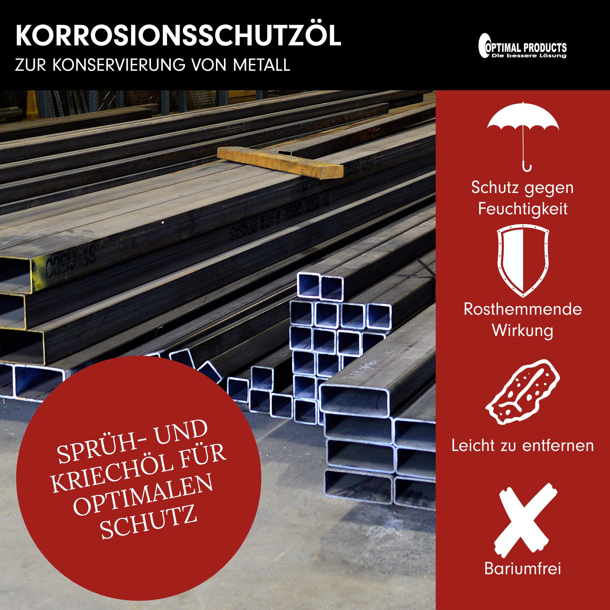 Optimal Products Korrosionsschutzöl 5l I Sprühöl Korrosionsschutz mit rosthemmender Wirkung I Bildet fest haftenden wasserabstoßenden Film I Schmieröl