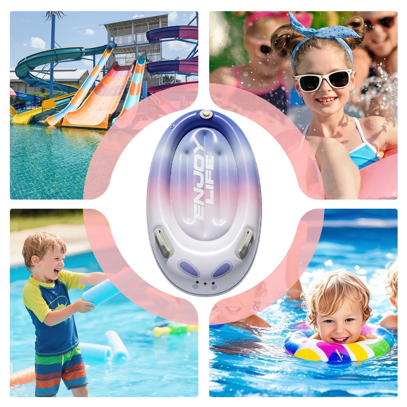 Flotador de piscina inflable para – Tabla flotante en forma de conejo cohete con asas laterales, juguete de juego de agua de PVC para piscina, playa, lago | Cómodo paseo en una balsa