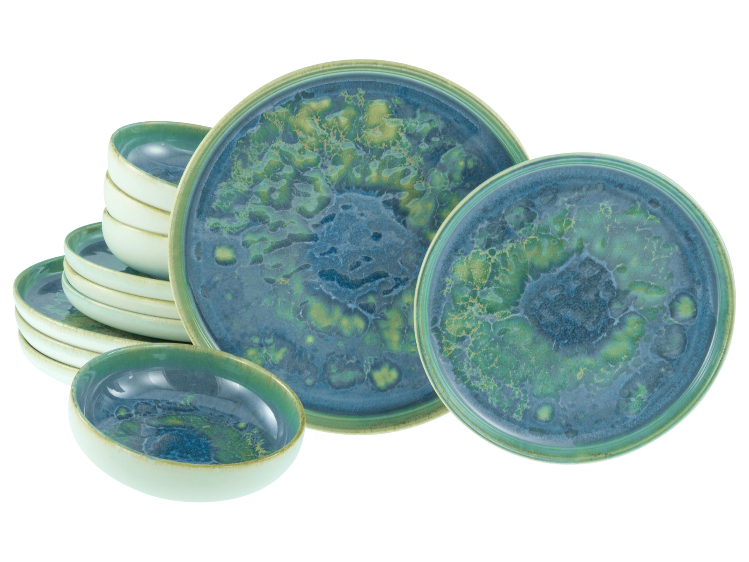 Ensemble de Vaisselle Yuki 12 Pièces en Grès - Élégance Naturelle