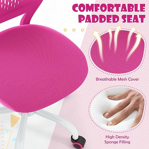 Miniatura 4 de POWERSTONE Silla de escritorio pequeña, silla de computadora para oficina en casa, silla de trabajo sin brazos, silla giratoria ajustable con