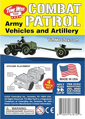 Miniatura 9 de TimMee Combat Patrol Willys & Artillery - OD Green 4pc Playset fabricado en Estados Unidos