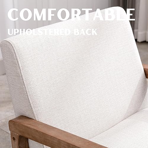 Miniatura 14 de Silla decorativa moderna de mediados de siglo, sillón tapizado de lino, cómodas sillas de sala de estar, silla de lectura de una sola tela con marco