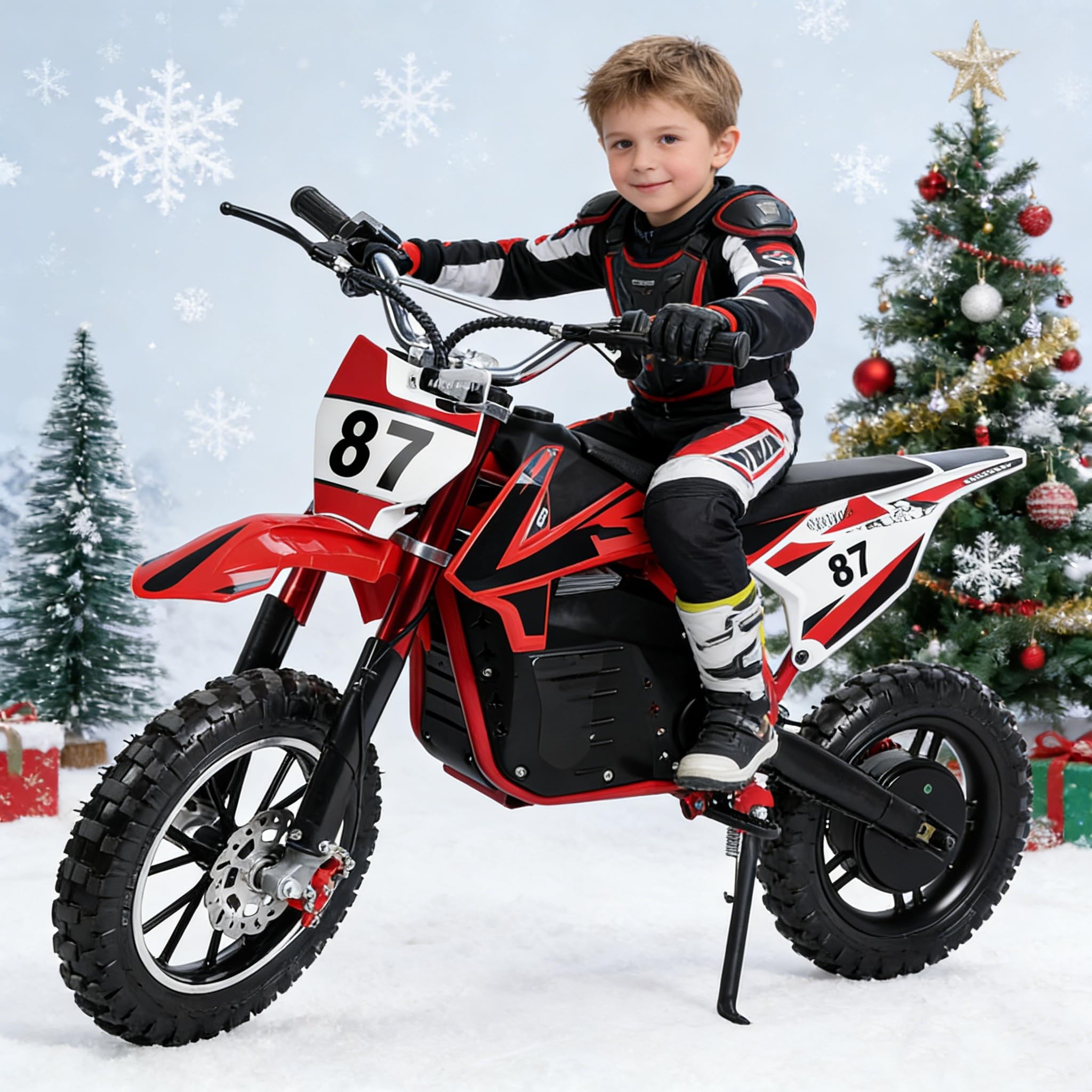 Awjaisca Electric Dirt Bike for Kids - Mini Motocross Off Road Motorcycle, 36V 500W Pocket Motorbike, High Speed 25KM/H, 10-Inch Wheels-Kids Electric