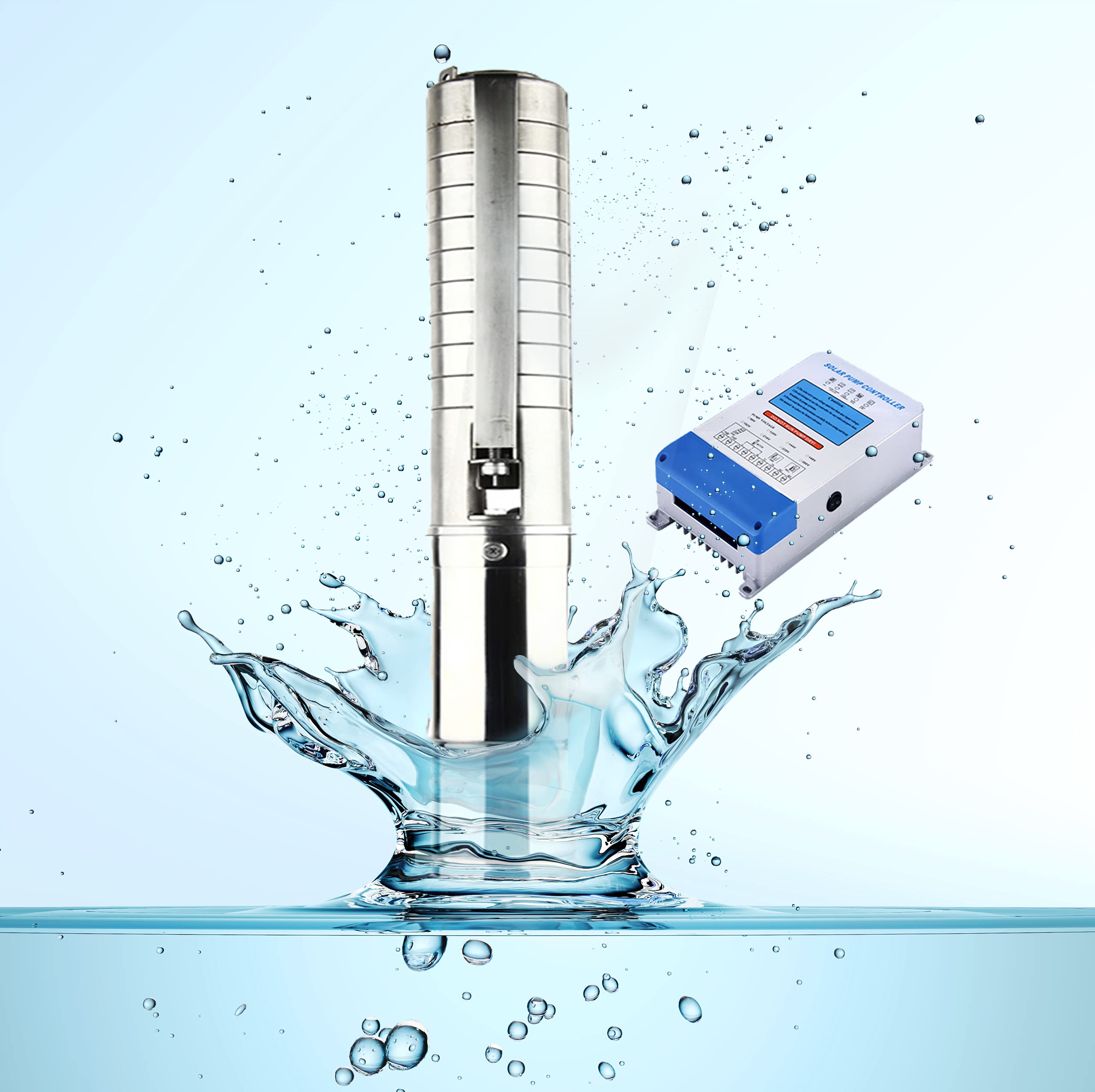 Buy Solar Submersible Water Pump 2HP, 62 GPM, 223 feet, 4". DC Solar