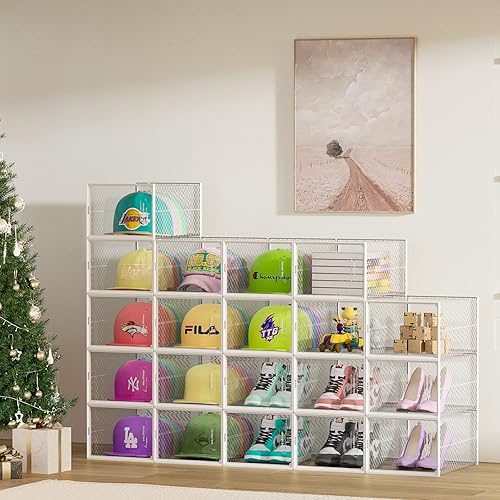 Miniatura 7 de Cajas de almacenamiento de zapatos plegables XXL, paquete de 6 cajas de zapatos apilables de plástico transparente, organizador de zapatos para