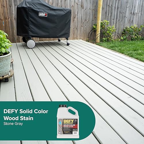 Miniatura 9 de DEFY Tinte para madera de color sólido, gris piedra, 1 galón, pintura de cubierta de larga duración para madera y manchas de cercas, resistente a