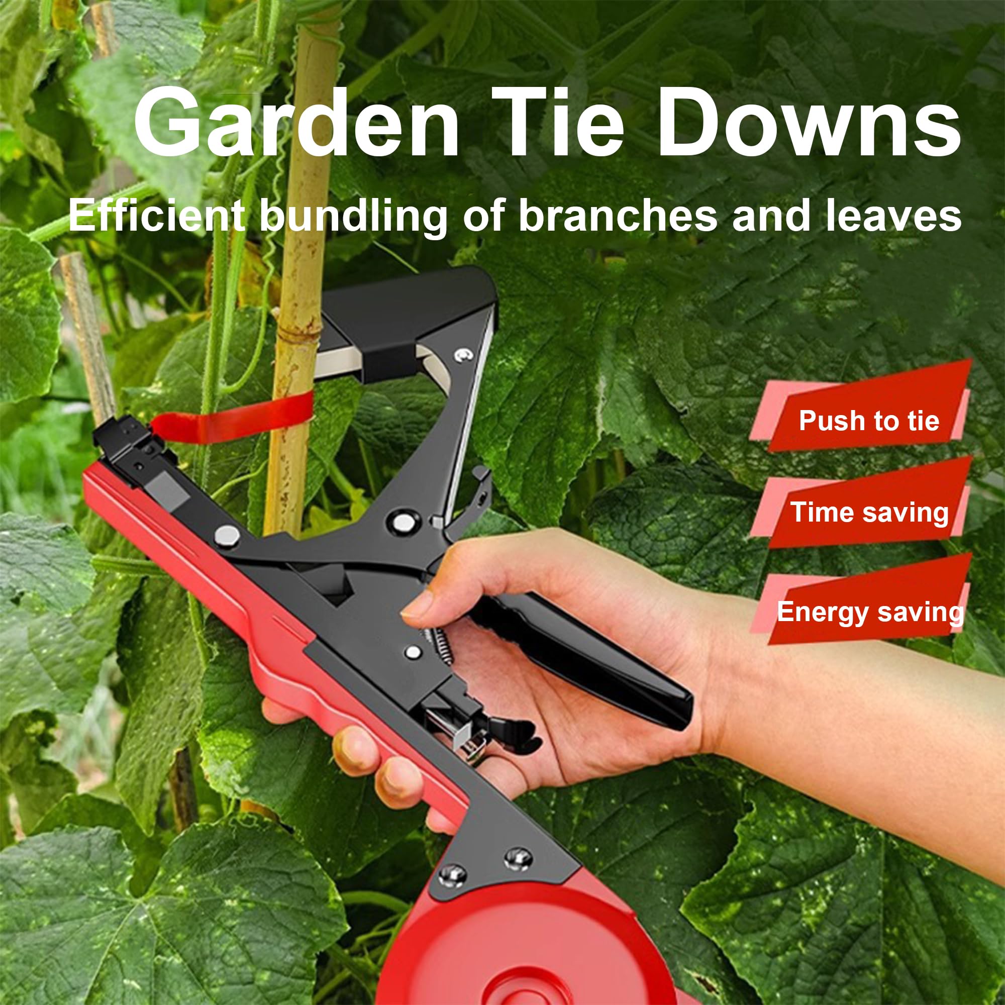 Atadora de Plantas Manual, atadora de Plantas portátil, atadora de Plantas de jardín con 20 Rollos de Cinta Adhesiva para Verduras, Uvas, pepinos, Tomates, Melones y Frutas