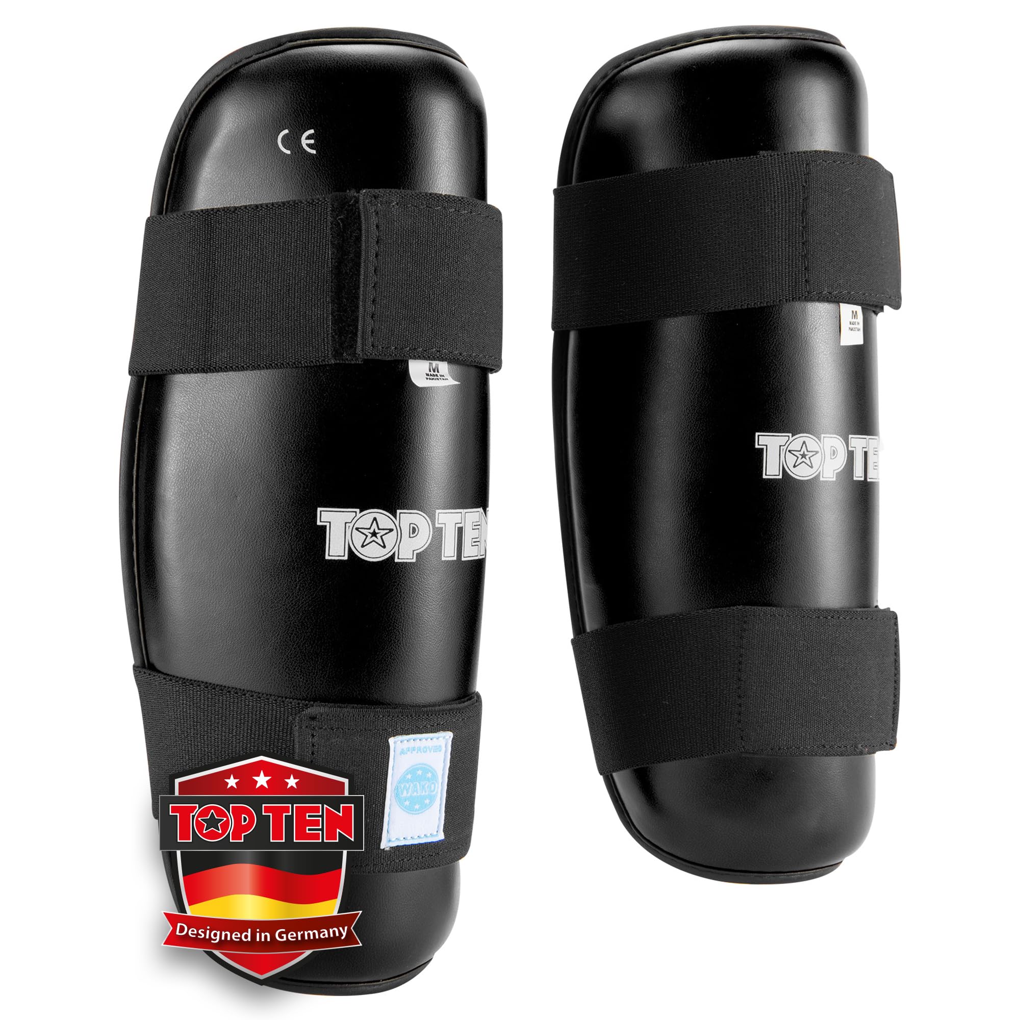 TOP TEN Wako Style Shin Guards Size L Black
