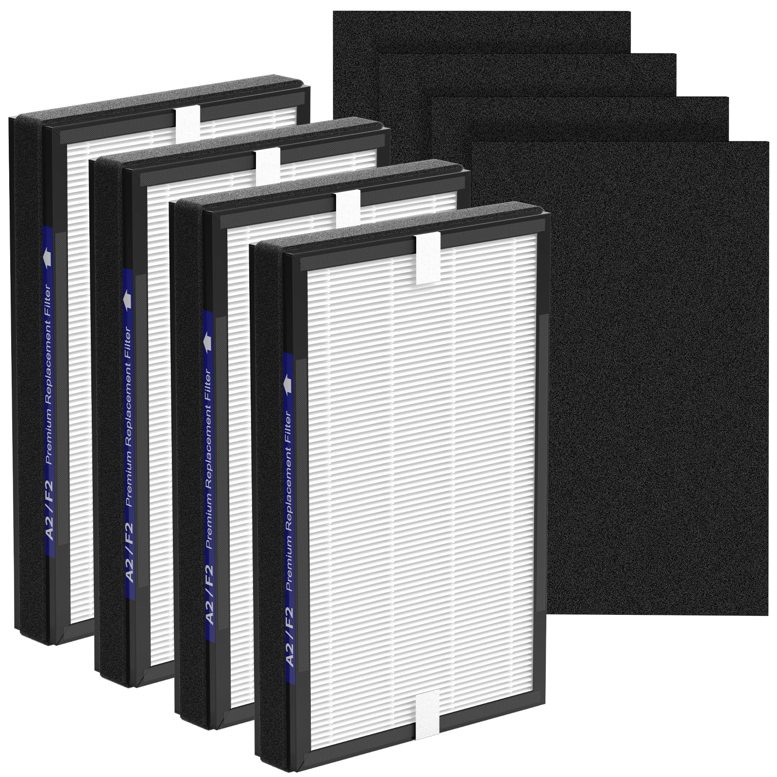 4 Packs A2 F2 H13 True HEPA Replacement Filters Compatible with Filtrete Air Cleaner Purifier Models FAP-C02WA-G2 FAP-C03BA-G2 FAP-T03BA-G2 FAP-SCO2N FAP-C02-A2, FAP-C03-A2, FAP-T03-A2