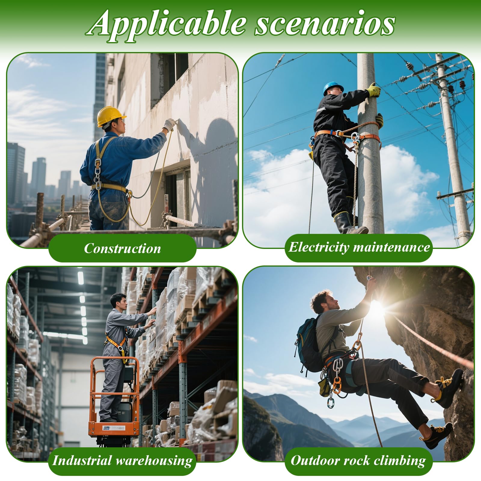 Dispositivo Anticaidas Retráctil, 3-20 Metros Linea de Vida Retractil Homologado 150 KG, Profesión Arnés de Seguridad Anticaídas Retráctil para Trabajos en Altura(Verde,20 Metros)