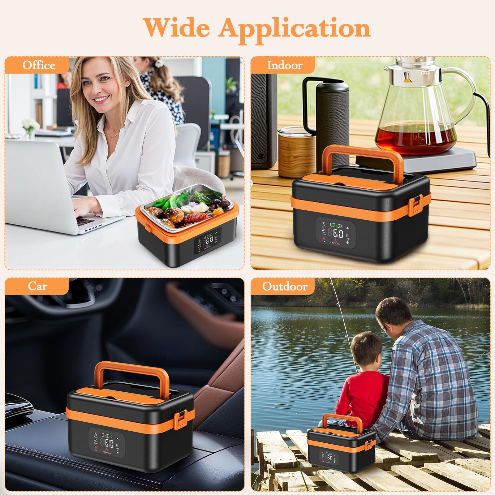 Kimfead Lunch Box Chauffante Électrique 75W Acier Inoxydable Détachable