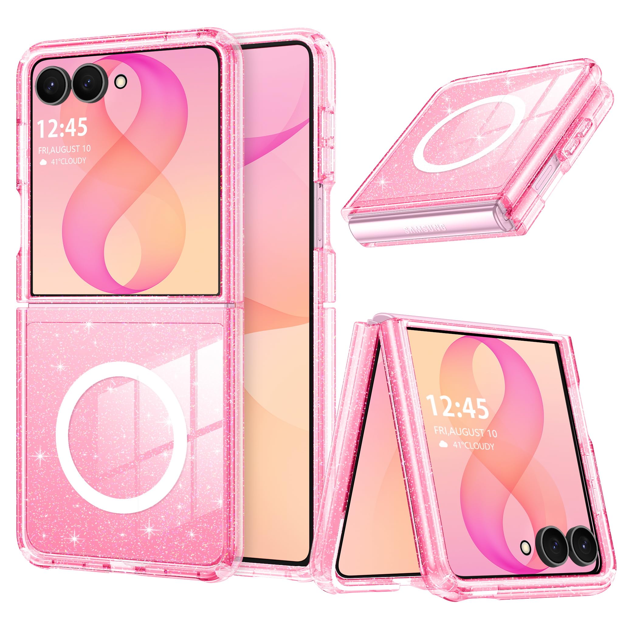 BENTOBEN Custodia magnetica per Samsung Galaxy Z Flip 8, custodia per telefono Flip8 [compatibile con MagSafe], antiurto, scintillante, per donne e ragazze, cover per Z Flip 8 da 6,9 pollici, rosa