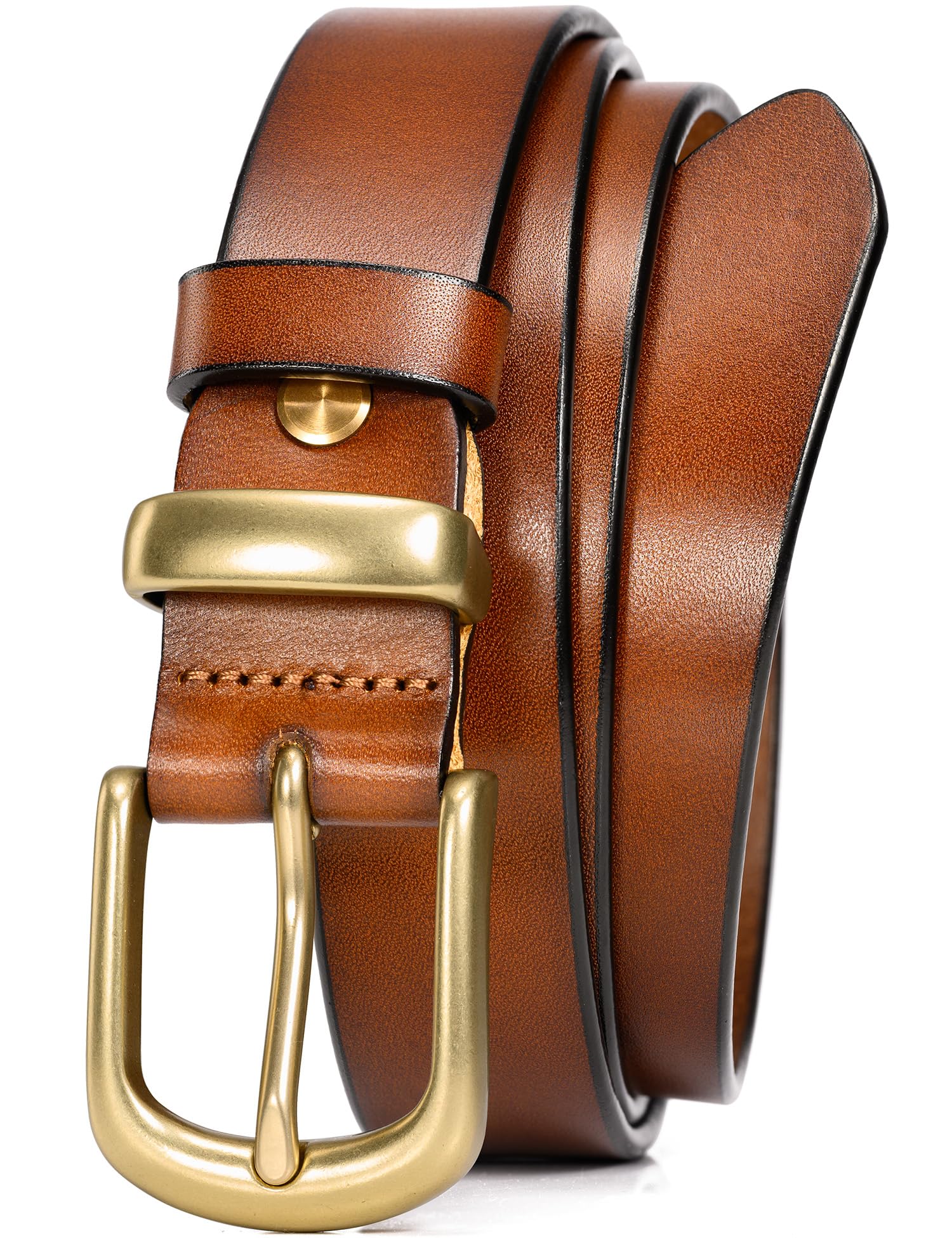 Womens Belts for Jeans in Gift Box,1.1" Ladies Belt with Gold Buckle,100% Italian Full Grain Real Solid Leather